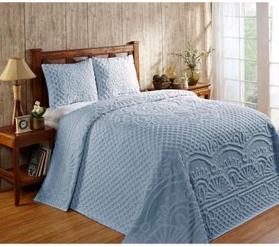 Trevor Collection Tufted Chenille Bedspread Set by Better Trends in Blue (Size FULL/DOUBLE)