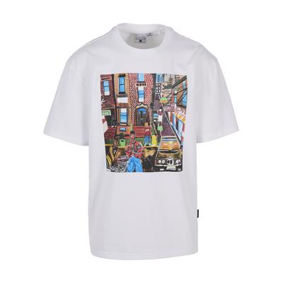 T-Shirt KARL KANI "Karl Kani Woven Signature Collaboration Oversized T-Shirt", Herren, Gr. XXL, bunt (weiß), 100% Baumwolle, bedruckt, oversize, Rundhals, Shirts T-Shirt