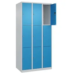CP Schließfachschrank »Classic Plus Korpus lichtgrau« 3x3 Fächer blau, 90x185x50 cm