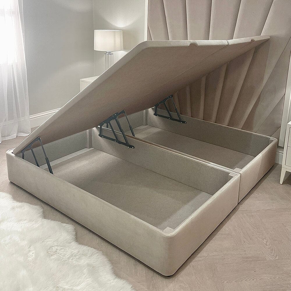 Mink Velvet Ottoman Divan Bed Base, Super King / Super King