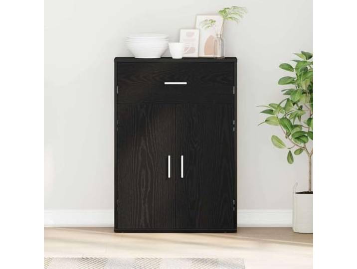 HEFZGDB Modernes Sideboard Schwarz Eichen-Optik mit hoher Stabilität aus Holzwerkstoff, praktisches Sideboard 60x30x84 cm zur Aufbewahrung mit reichlich Stauraum