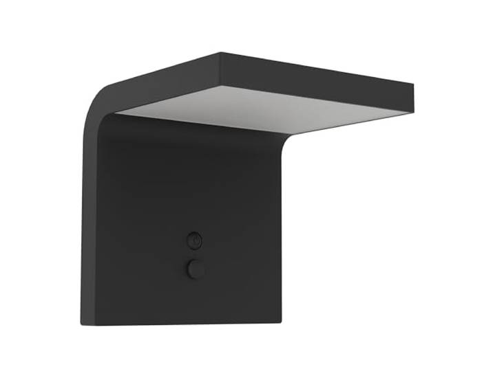 Eglo LED Applique murale extérieure Spiante\, lampe solaire puissante avec détecteur de mouvement\, éclairage mural d'extérieur en plastique noir\,r IP44