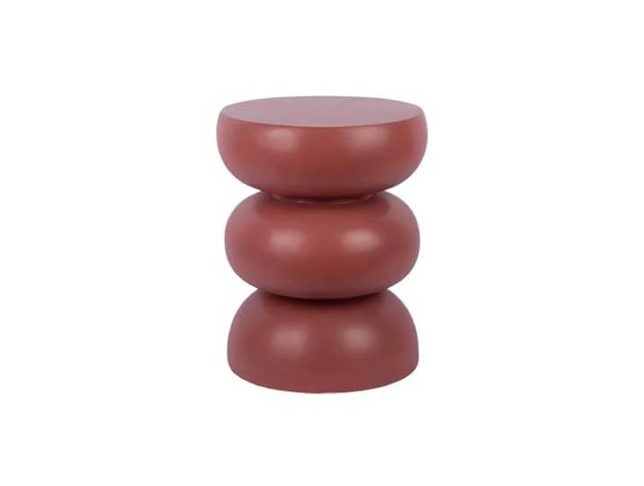 Leitmotiv Hocker Curva - Dunkelrot - 35.5x35.5x44cm Rund - Modern - Kunststein - Küchenhocker - Barstühle - Hocker für Esszimmer - Küche - Theke - Bar