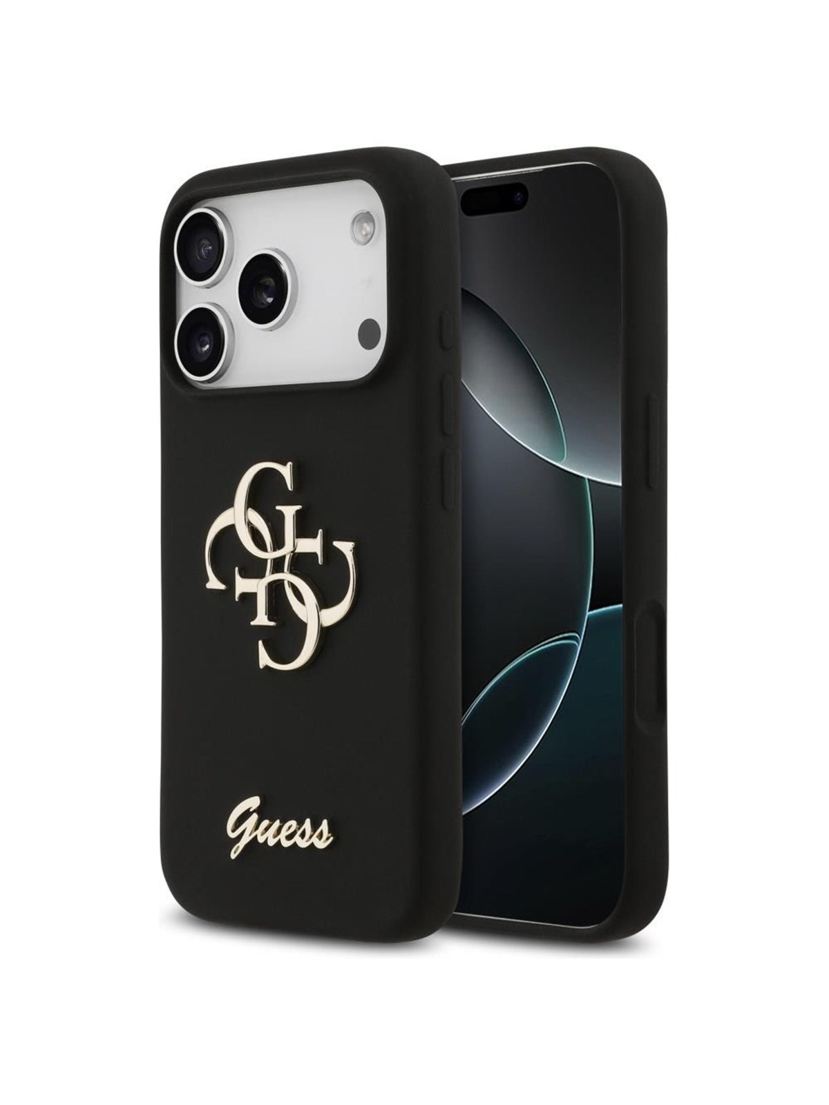 GUESS Silicone Big 4G Script Case for iPhone 17 Pro - Black