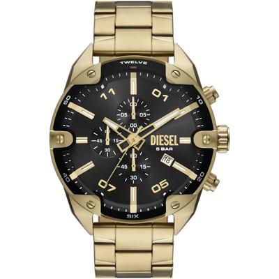 Chronograph DIESEL "Spiked", gold (goldfarben, schwarz), Armbanduhren, Herren, Chronograph, Quarzuhr, Armbanduhr, Herrenuhr, Edelstahlarmband, Stoppfunktion