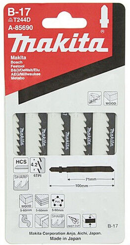 Makita A-85690 Lame a chantourner coupe rapide pour bois, contre-plaqué et PVC (5 a 60 mm)