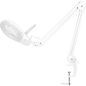 LogiLink Lupenleuchte WZ0058, 127 mm Glaslinse, LED, 2,25x Vergrößerung (5 Dioptrien), weiß, mit Tischklemme