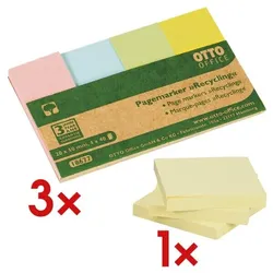 OTTO Office Re 3x Pagemarker »Recycling« 20 x 50 mm inkl. 3er-Pack Haftnotizblock »Recycling No, 2x5 cm