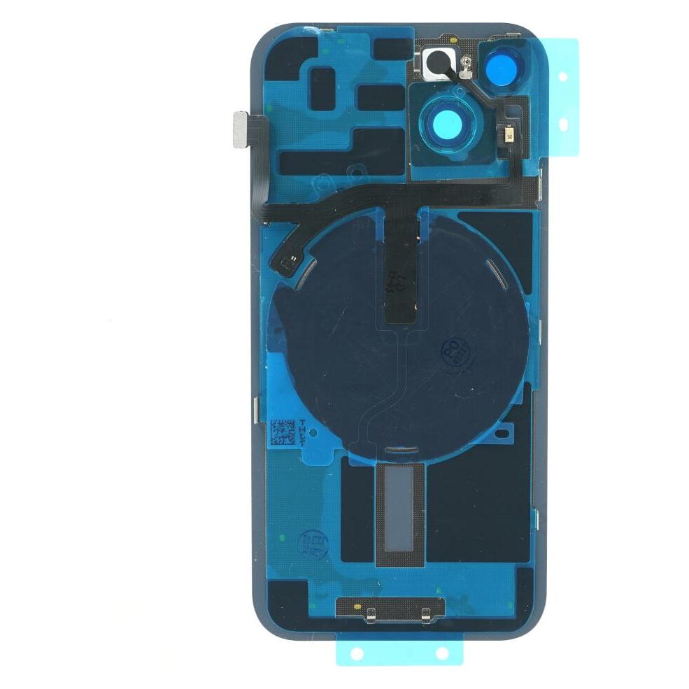 OEM Rückglas + Camera Lens mit Blende + Metallplatte + MagSafe für iPhone 14 schwarz (ohne Logo) (Apple iPhone 14) (58837383)