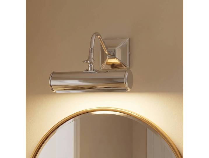 Schilderijlicht Picture Lights glad chroom,19cm Lights, dimbaar, chroom / zilver, Woon-/ Eetkamer, metaal, Antiek, Wandlamp