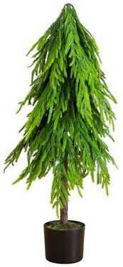 Nearly Natural 3-ft Artificial Real Touch Down Swept Norfolk Pine Tree - Green