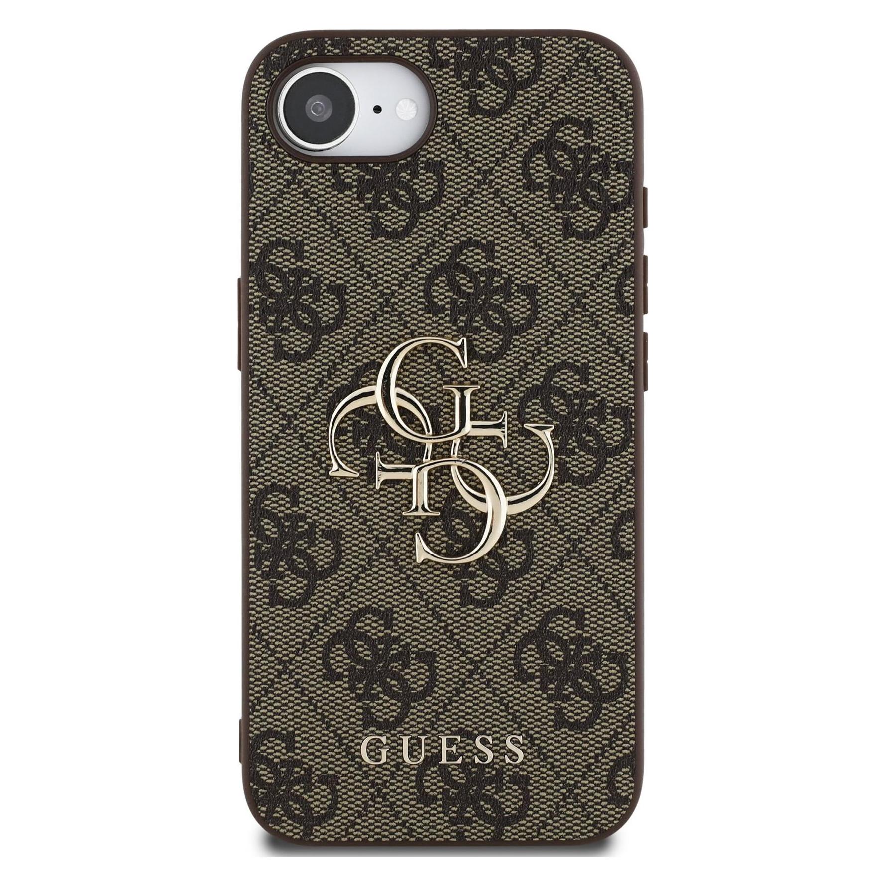 Guess PU 4G Metal Logo Case für Apple iPhone SE (2024) - brown (Apple iPhone 16e, Apple iPhone 17e) (GUHCPSE44GMGBR)