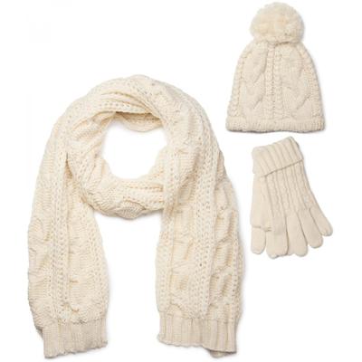 styleBREAKER "Strick Schal, Mütze & Handschuh Set mit Zopfmuster" 3 Stk.