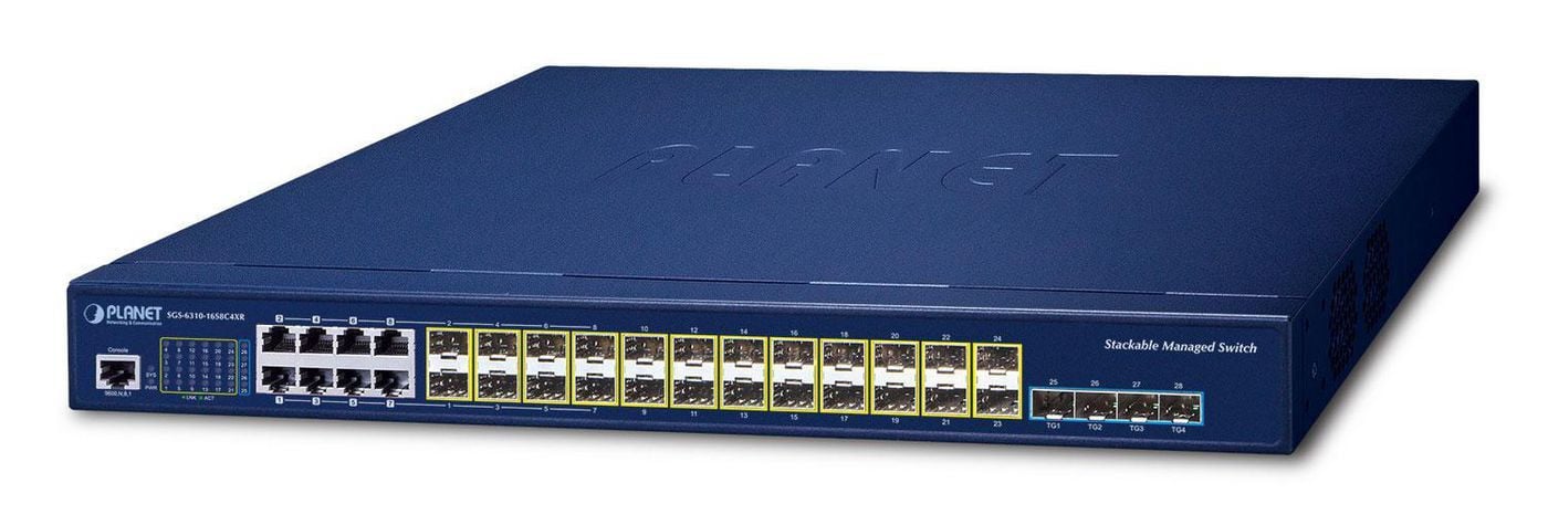 Planet SGS-6310-16S8C4XR Layer 3 Switch met 100/1000X SFP+ TP/SFP combo en 1 Gbps snelheid