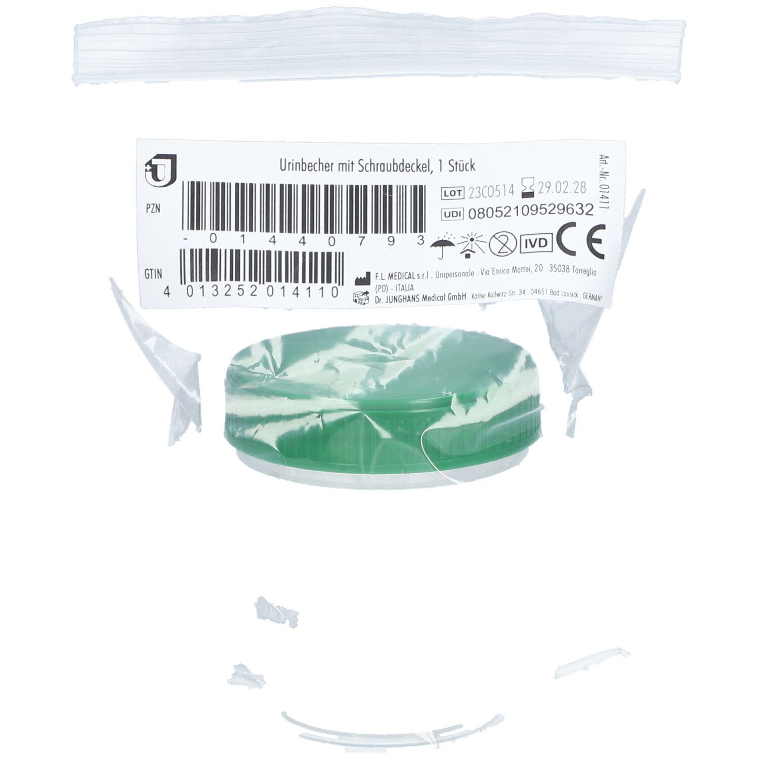 Urinbecher mit Schraubdeckel einzelverpackt 1 St Becher
