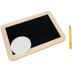 Kreidetafel Kinder - Beidseitig beschreibbar mit Stift & Schwamm für Kreativität & Lernen - Buchenholz 20x30x3cm - Ideal für unterwegs & Zuhause