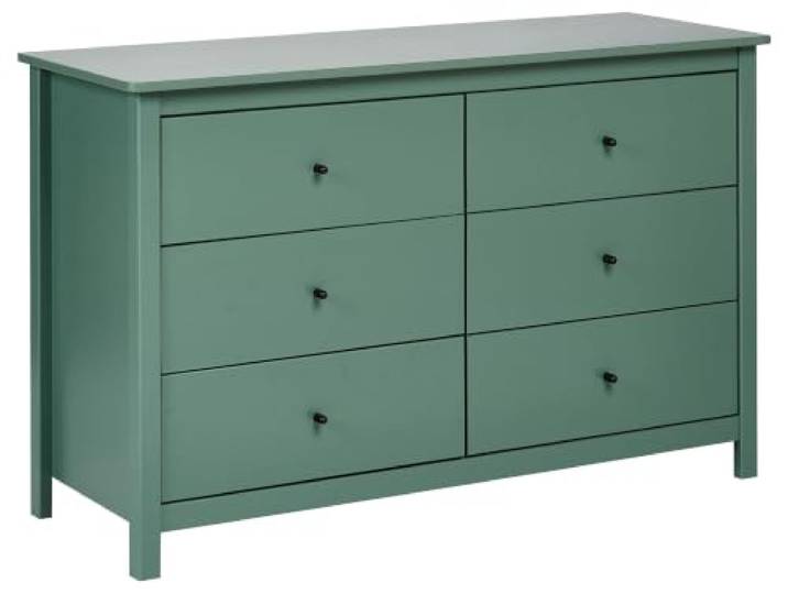 Beliani Kommode Grün Kiefernholz mit 6 Schubladen Halbhoch Modern Skandi Design Schubladenschrank für Schlafzimmer Wohnzimmer