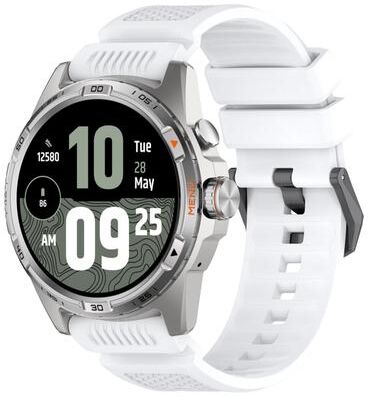 Everyday Crate TicWatch Atlas Pro 5 Enduro Silicone Watch Band With Black Steel Buckle Adjustable Replacement Strap white