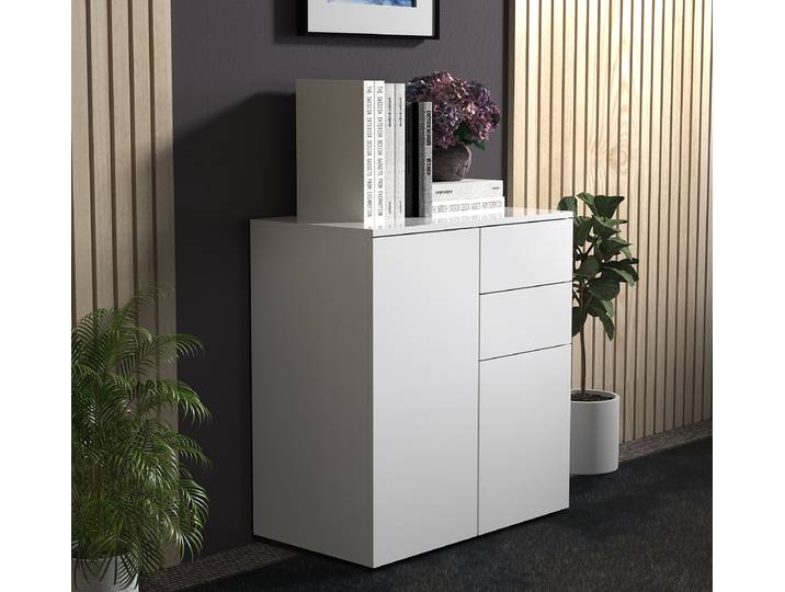 Commode Dalosa avec tiroirs 70 x 77 x 39cm Blanc/Blanc