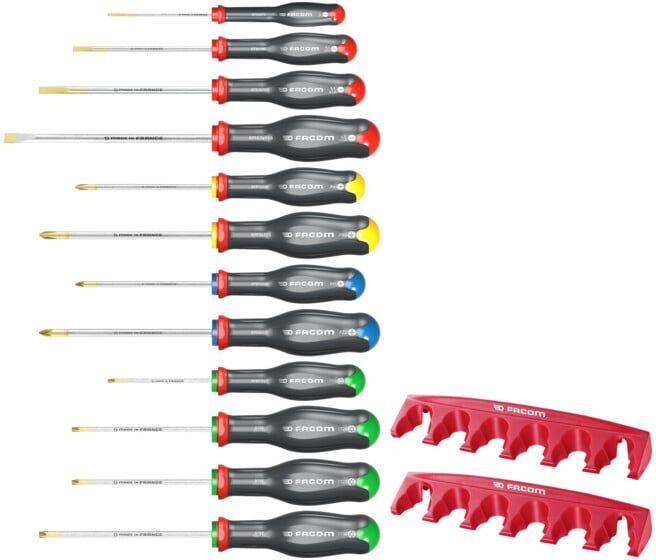 Facom Set de tournevis 12 pièces + 2 supports (AT.J12R2PB)