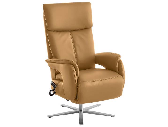 Cantus Relaxsessel, Currygelb, Metall, Echtleder, Nappaleder, Longlife-Leder, 70x124x85 cm, Fußauswahl, Lederauswahl, Stoffauswahl, Relaxfunktion, Herz-Waage-Funktion, Wohnzimmer, Sessel, Ledersessel