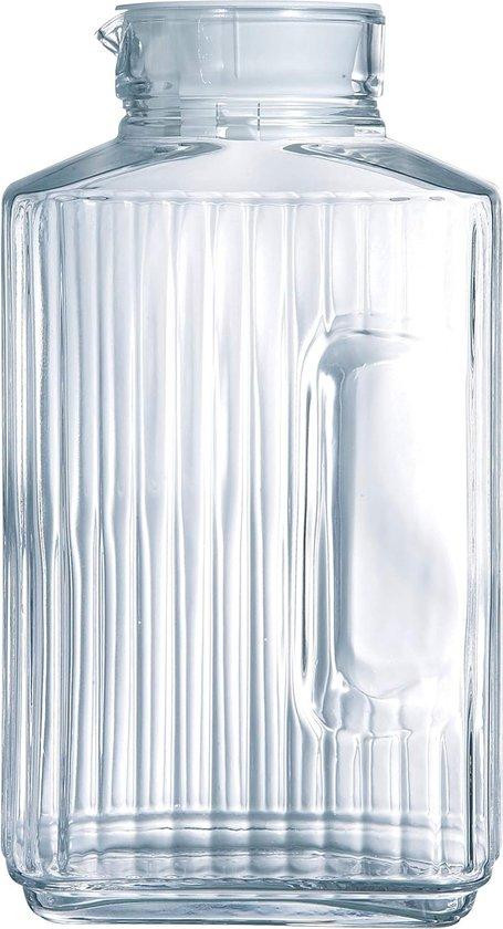 Witte glazen koeler van 2 liter met deksel en transparante details