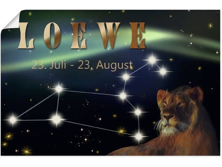 Poster ARTLAND Sternzeichen - Löwe , schwarz (farbe bild(er): schwarz), B:90cm H:60cm, Bilder, Poster, ohne Rahmen