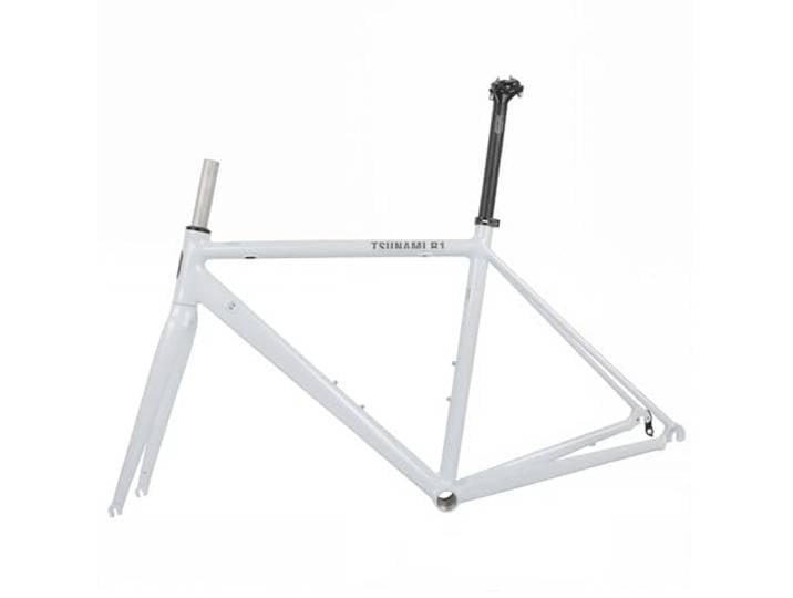 ZFF 700C Aluminiumlegierung Rahmen Mit Carbon-Gabel 44/47/50/53/56CM Fahrradrahmen Rennrad-Rahmensatz Mit C-Bremse QR 100mm/130mm 68MM Gewinde-Mittelachse(White,53cm)