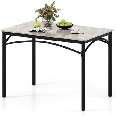 Costway Rectangular Modern Sintered Stone Dining Table for 4 People-Grey