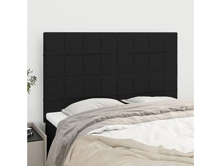 KTHLBRH Kopfteil aus schwarzem Stoff, verstellbar, für Betten mit klassischem Design und strapazierfähigem Material, Beine aus massivem Lärchenholz für Stabilität und hervorragende Rückenunterstützung