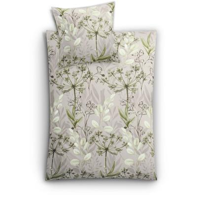 Bettwäsche KLEINE WOLKE "Lukardis", grün (dill), B/L: 135cm x 200cm, Mako-Satin, B/L: 80cm x 80cm, 2 Stk., Mako-Satin, Obermaterial: 100% Baumwolle, Bettwäsche, Bettwäsche, mit Blättern und Gräsern