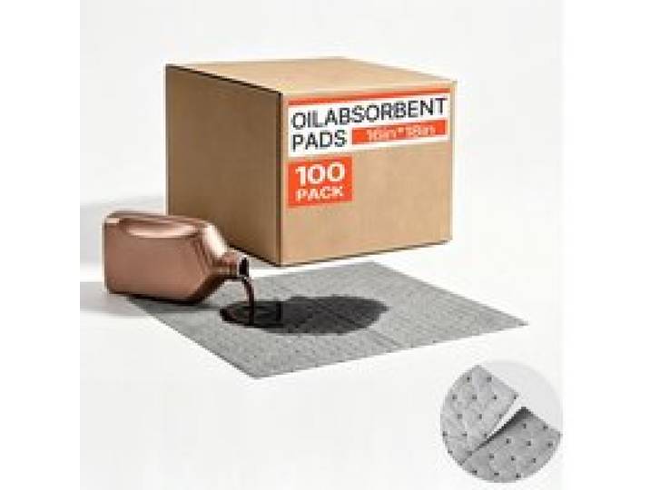 VEVOR 100 Stk. Ölsaugtücher 410x460mm Auffangmatten für Öl & Wasserbasis, Universelle Saugmatten zum Reinigen für Lager Werkstatt Garage Fabrik, 3-Lagige Polypropylen-Struktur, Saugstark, mit Box