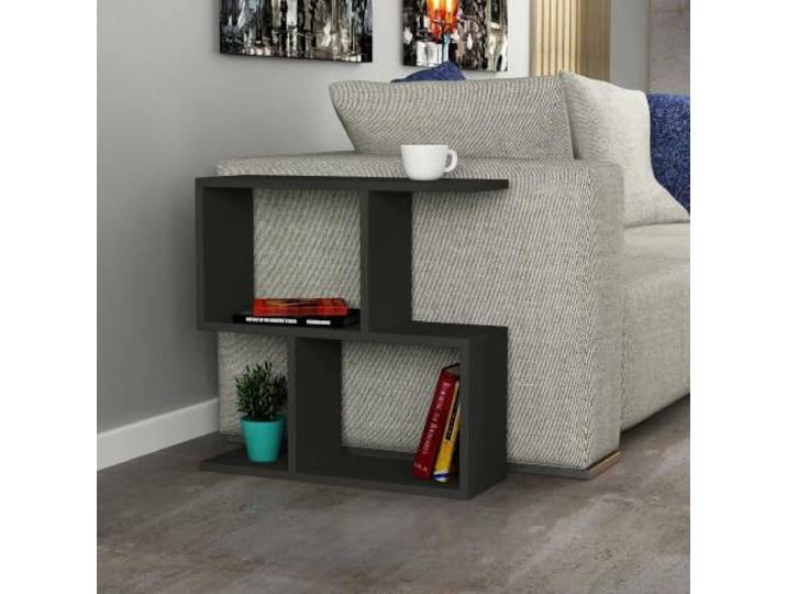 Dmora - Wohnzimmertisch Polyh, Niedriger Wohnzimmertisch, Kaffeeregal, Couchtisch für Sofa, 60x20h60 cm, Anthrazit