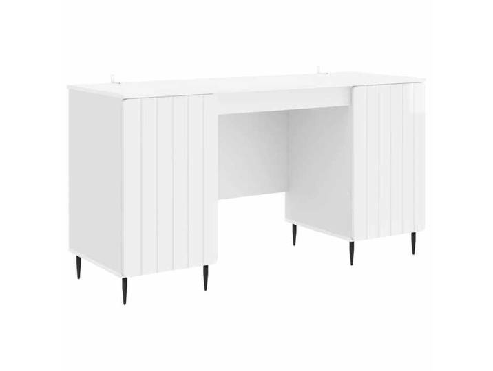 (mwl22w）Blanc Bureau Blanc brillant 142 5x50x75 cm Bois d'ingénierie - Fourniture de bureau - Design Moderne