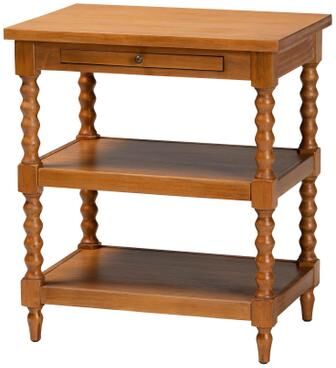 Imogene Retro-Modern Walnut Brown Finished Wood End Table by Brylane Home in Walnut Brown