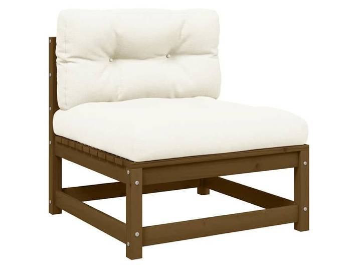 VIDAXL Canapé central de jardin(1 pc) - 1 PLACE - avec coussins - crème Bois de pin massif 70x70x67 cm M11778