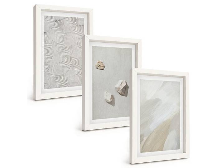 Tulup Bilder SET 3er Set - 20x30 cm Weißer Rahmen - Sandsteine moderne Farbe, Kunststoff, Rechteckig, 20x30 cm, gerahmt, Bilder & Rahmen, Bilder
