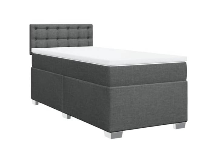 PUGYNBK Boxspringbett, 90 x 200 cm, dunkelgrau Boxspringbett mit Taschenfederkernmatratze, gepolstertes Kopfteil, stabile Beine, Lattenrost inklusive