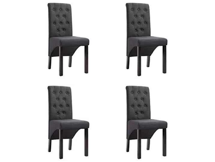 HGPOTUY Esszimmerstühle 4 STK. Dunkelgrau Stoff Polsterung mit Holzbeinen, Ergonomisches Design, Belastbar bis 110 kg, Leicht zu montieren