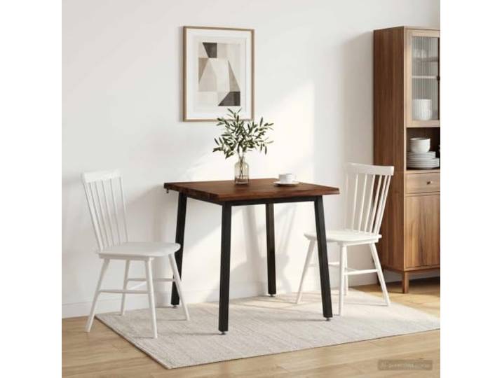 Esstisch Massivholz Akazie 80x80x75 cm Dunkelbraun und Schwarz Rechteckige Form,verzinkte Stahlbeine,-Rutsch-Zubehör,Esszimmer,Wohnzimmer