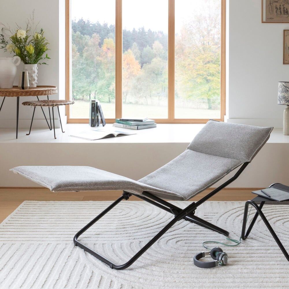 LAFUMA MOBILIER Chaise longue intérieure en acier gris l164xl63xh68 Gris 164x68x63cm