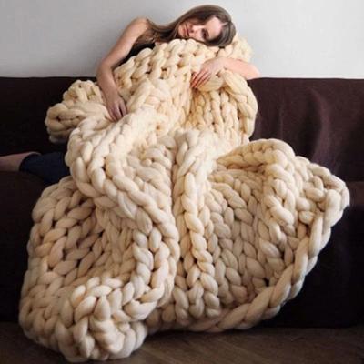 Uplift Picks Chenille Chunky Knit Throw Blanket Soft Giant Yarn Couch Blanket 05 50x50 Cm