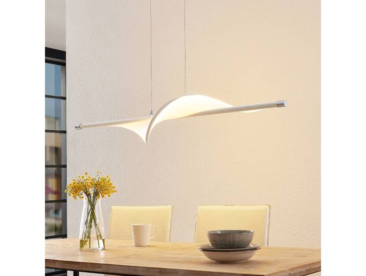 Edano Suspension White/Chrome - Lucande - Salon / séjour - Moderne - Tissu / textile - À ampoule unique