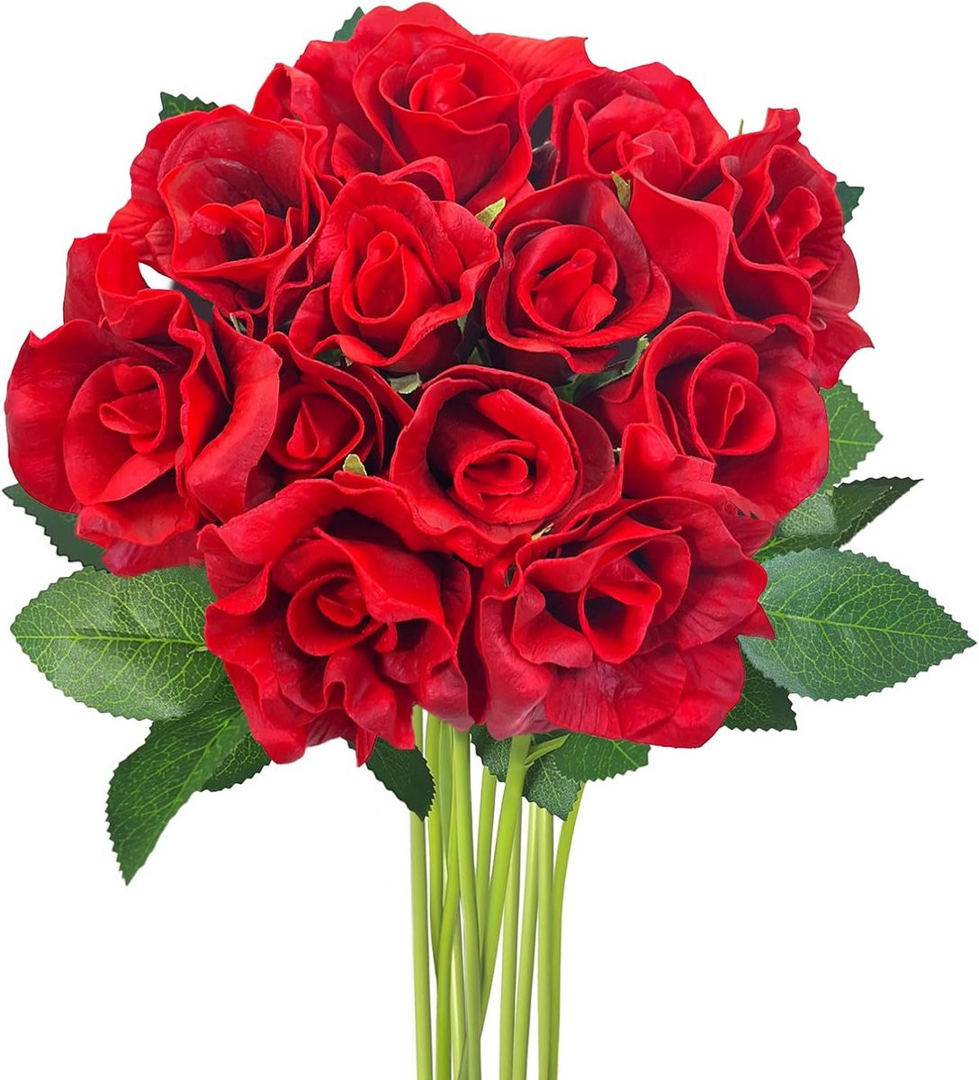 12 Lange Stelen Kunstbloemen Rozen - Realistische Nepbloemen voor Decoratie