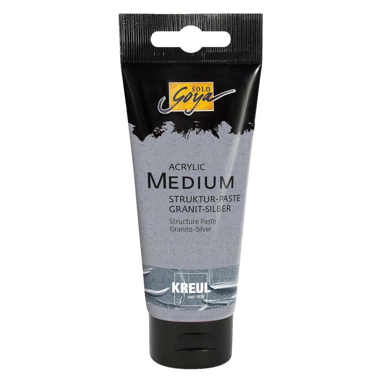 Kreul 85401 - Solo Goya Acrylic Medium, 100 ml Tube, Strukturpaste Granit Silber, pastose Spachtelma (85401)