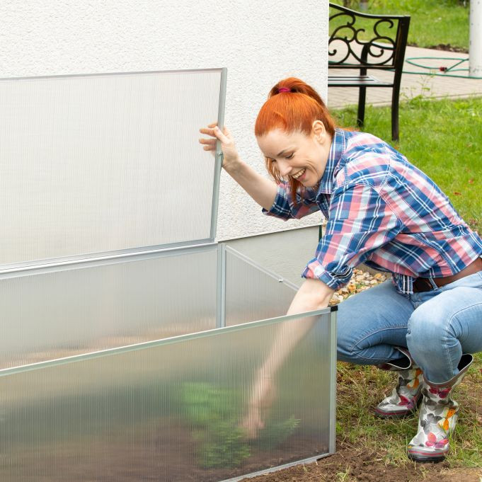 Relaxdays Koude bak aluminium en polycarbonaat, transparant