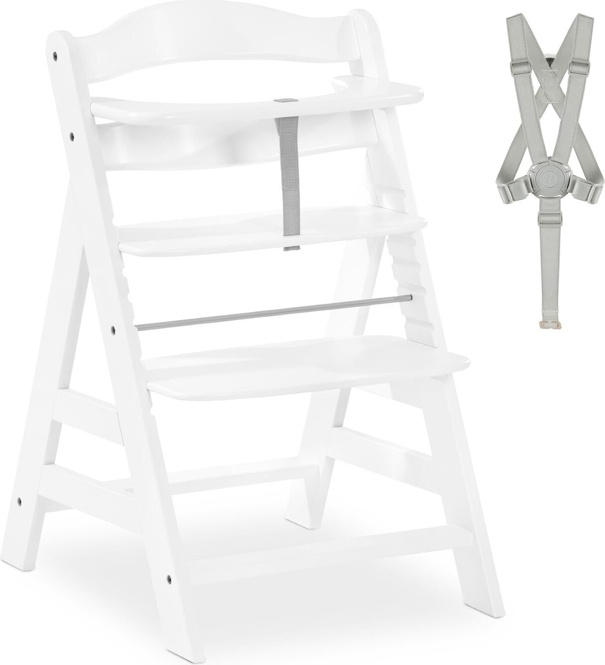 Hauck Alpha+ Traditionele kinderstoel met harde zitting en 5-punts veiligheidsharnas, Wit
