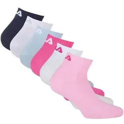 FILA Unisex Quarter Socken, 6er Pack - Kurzsocken, Training, Sport, Logo (2x 3 Paar), Größe 39-42 in Bunt Bunt