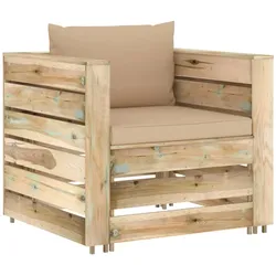 vidaXL 2-tlg. Garten-Lounge-Set mit Kissen Grün Imprägniertes Holz