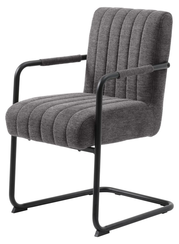 Set van 2 Giga Living Eetkamerstoelen Trout Arm Donkergrijs met armleuningen